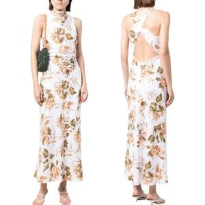 Reformation NWT Casette Linen Midi Dress In Bella Floral Size 4